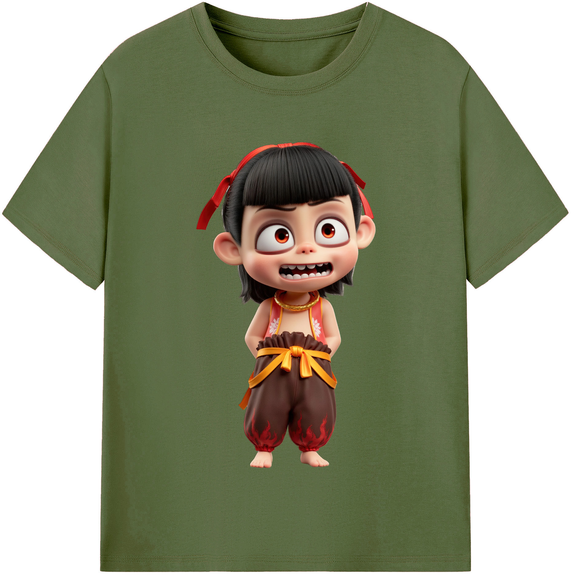 （画像用） Ne Zha 2 ナタ 魔童の大暴れ 綿100％半袖Tシャツ（フロントプリント）